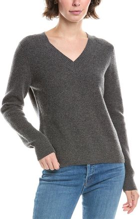 Forté Cashmere Thermal Piped V-Neck Cashmere Sweater