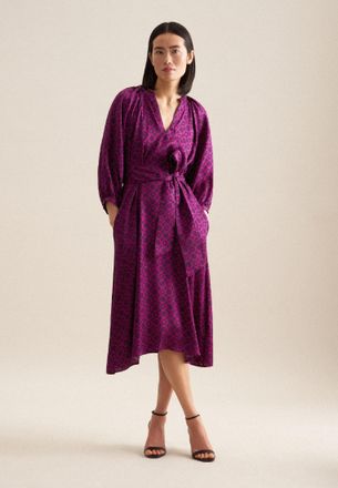 Seidensticker Sommerkleid SEIDENSTICKER Schwarze Rose, Damen, Gr. XS34, Normalgr&ouml;ssen, lila, 100% Viskose, bedruckt, regular fit, Rundhals, Kleider Sommerkleid, 3/4