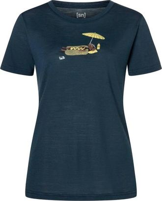 super.natural Hot Dog Tee Merinoshirt f&uuml;r Damen | blau/ various
