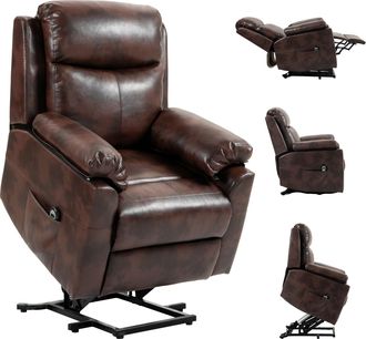 HOMCOM Power Lift Chair Electric Riser Recliner with Remote Control - Brown - Charcoal grey | TJ Hughes