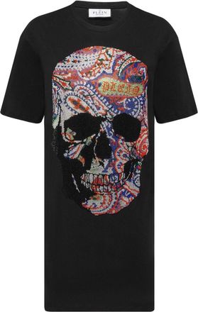 Philipp Plein logo-print cotton minidress - women - glass/Cotton - M - Black