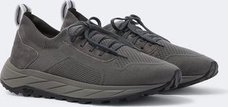 Fedeli Knitted suede-trimmed sneakers