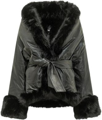 Rotate Bonded Leather Jacket - Dames - Leren en Su&egrave;de Jassen - Zwart - XS - Leer - Jassen
