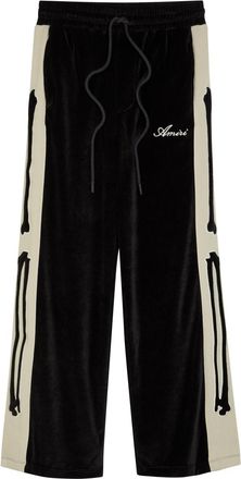 Amiri Amiri Bones Appliqu&eacute;d Velour Track Pants - Black - XL