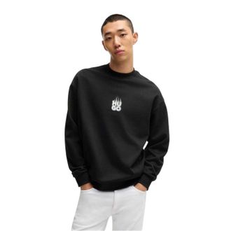 HUGO BOSS Hugo Heren Flames Relaxed Fit Sweatshirt (Zwart)