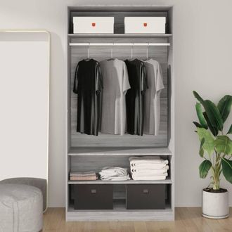 Berkfield Home Wardrobe Grey Sonoma 100x50x200 cm Engineered Wood | Size: 100 x 50 x 200 cm