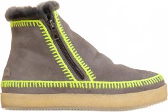 Laidbacklondon Womens Crochet Ankle Boot In Grey/neon