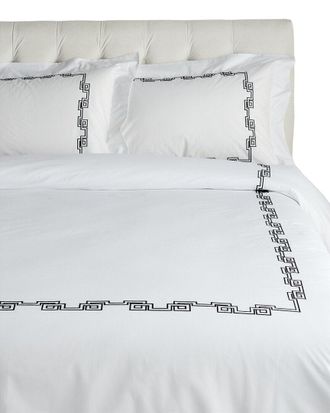 Dea Embroidered Greek Key Bella Percale Duvet Set