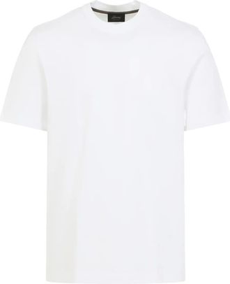 Brioni T-shirt girocollo con logo ricamato - Bianco