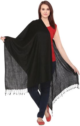 World of Shawls Luxurious Kashmiri 80% Wool 20% Silk Pashmina Shawl Wrap Scarf (Black)