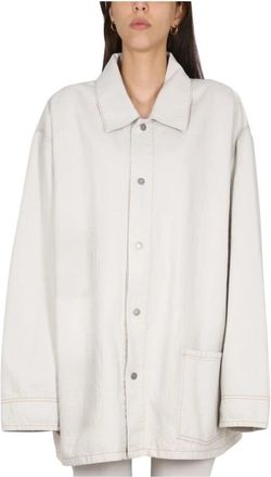 Maison Margiela Chalk Selvedge Denim Jacket - Dames - Zomerjassen - Wit - XL - Denim - Jassen