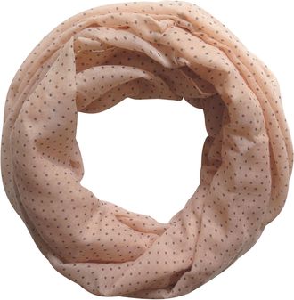 Lina & Lily Polka Dot Print Womens Infinity Scarf Snood Lightweight (Peach)