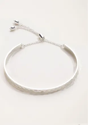 Fat Face FatFace Hammered Bangle in Silver Tone
