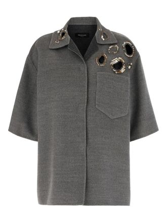 Fabiana Filippi crystal-embellishment shirt - women - Wool - 42 - Grey