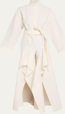 Alaia Ruffle Slit Straight-Leg Zip Jumpsuit