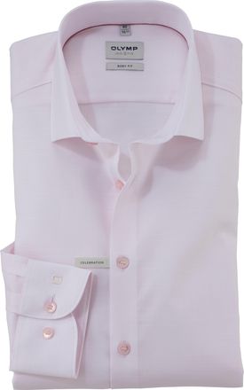 Olymp Langarmhemd OLYMP Level Five body fit, Herren, Gr. 38, N-Gr, rose, Web, Obermaterial: 97% Baumwolle, 3% Elastolefin, Basic schmal, 2-Knopf-Manschette,