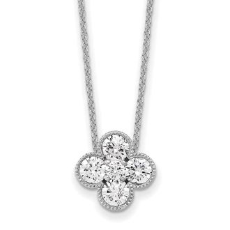 Diamond2Deal 14k Gold 1 Ct Lab Grown Diamond Bloom Floral Pendant Necklace 18