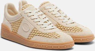 Valentino Garavani VLogo leather-trimmed raffia sneakers