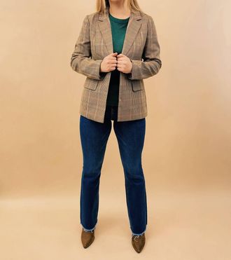 Skies Are Blue Clothing Lena Structured Plaid Blazer In Camel