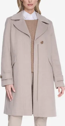 Cole Haan Womens Wool Pleated Coat - Beige Size 14