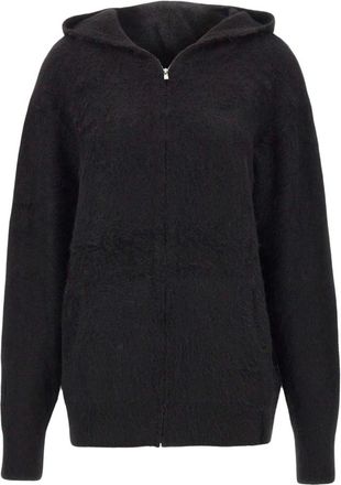 7 For All Mankind Truien & Vesten, Dames, Zwart, S, Fuzzy Zip Hoodie
