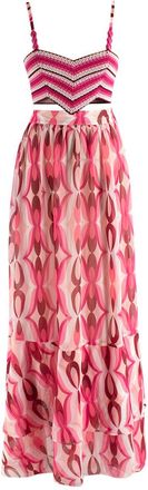 PatBo Pink Flamant Twist Crochet Maxi Dress Size XXS