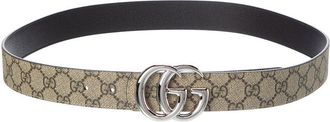 Gucci Gg Marmont Reversible Gg Supreme Canvas & Leather Belt