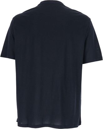 Emporio Armani Mens T-Shirt Reg Fii Acquila - Blue Lyocell-Cotton T-Shirts And Polos