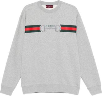 Gucci Sweatshirt van katoenjersey met print - Heren - Sweatshirts - Grijs - M - Katoen - Hoodies & sweatvesten