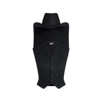 Jean Paul Gaultier Gilet met hoeddetail op maat - Dames - Jassen - Zwart - Maat: XS Wol