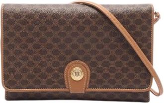 Celine Pre-owned Macadam PVC Coated Canvas Leather Shoulder Bag - Dames - Vintage Schoudertas - Bruin - ONE Size - Leer - Vintage