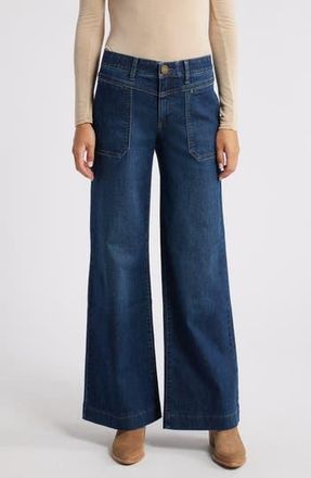 Wit & Wisdom AbSolution V-Pocket High Waist Wide Leg Jeans in Indigo at Nordstrom Rack, Size 12