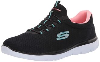 Skechers Womens Summits Sneaker, Black Pink, 7 UK