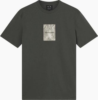 A|X Armani Exchange Mens Regular Fit Leaf Logo Green T-Shirt - Size: 40
