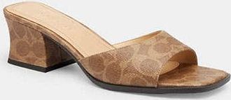 Coach Sculpted C Block Heel Sandal In Signature Canvas