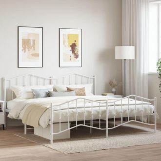 Berkfield Home Metal Bed Frame with Headboard & Footboard White 193x203 cm
