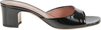 PARIS TEXAS Schoenen, Dames, Zwart, 38 EU, Leer, Chunky Heel Open-Toe Mules in Lakleer