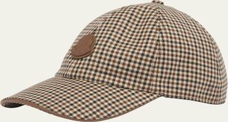 Moncler Mens Micro-Check Wool Baseball Cap