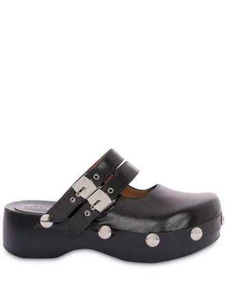 Philosophy di Lorenzo Serafini Black Leather Mules With Buckles