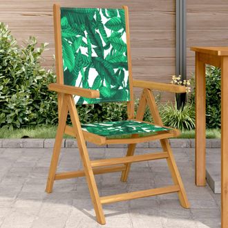 vidaXL Vidaxl - Sillas De Jard&iacute;n 2 Uds Madera Acacia Y Tela Estampado De Hojas