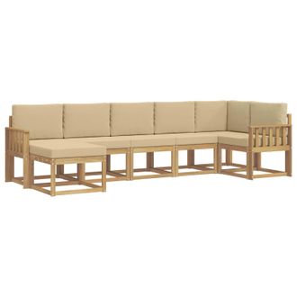 vidaXL Conjunto De Sof&aacute;s De Exterior Con Coj&iacute;n 7 Pcs Y Beige Poli&eacute;ster Vidaxl