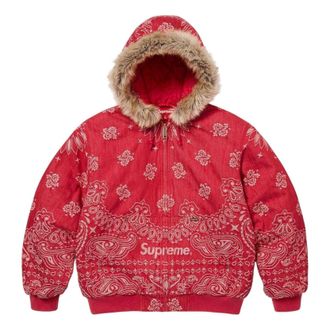 SUPREME Bandana Jacquard Denim Hooded Work Jacket Red SS25J42-RED