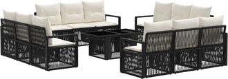 vidaXL Conjunto De Sof&aacute;s De Jard&iacute;n 13 Uds. Negro Y Blanco Crema Vidaxl