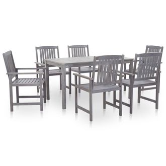 vidaXL Set Comedor Jard&iacute;n 7 Pzas Madera Maciza Acacia Gris Deslavado Vidaxl