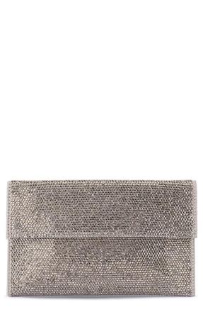 Olga Berg Cara Crystal Envelope Clutch in Gunmetal at Nordstrom
