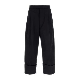 Thom Browne High Rise Double Pleat Trouser - male - Thom Browne - Cropped Trousers - Black - S - Trousers
