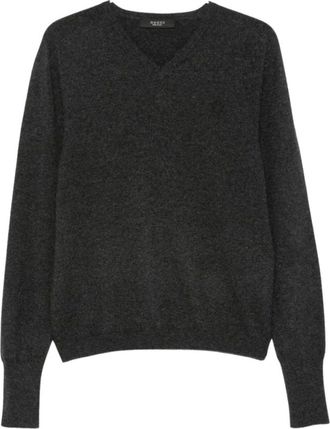 Gucci Truien & Vesten, Dames, Grijs, M, Kasjmier, V-neck gebreid vest