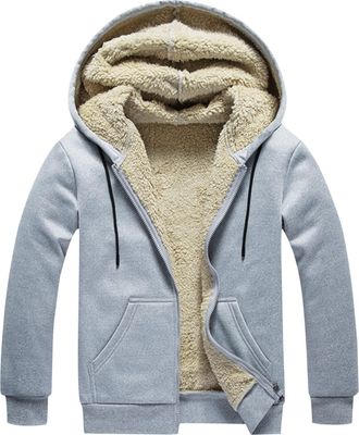 Generic Mens Hooded Pullover, Lined Hoodie, Oversized Solid Fleece Jacket, Thermal Outdoor Sweat Jacket with Drawstring, Winter Jacket, Zip, Hooded Jacket, Wi