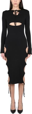 Andreadamo Black Round Neck Midi Dress