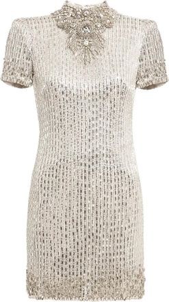 Jenny Packham Kitty mini-jurk met col en pailletten - Zilver